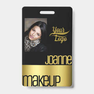 Badge Salon de Beauté Élégant Luxueux Doré Glamour