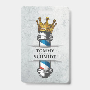 Badge Salon de coiffure Barber Hair Shop King Crown Barb
