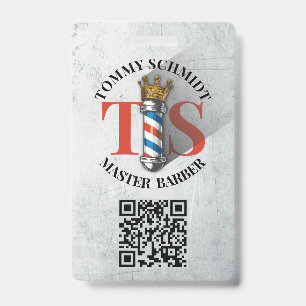 Badge Salon de coiffure Barber roi Couronne Salopette ba