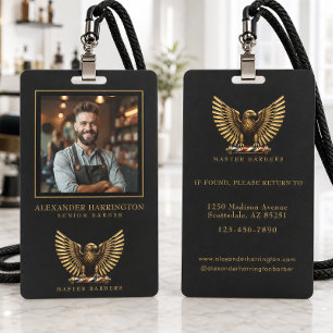 Badge Salon de coiffure Logo Golden Eagle Rasoir Photo P