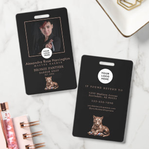 Badge Salon de Coiffure Rose Gold Panther Équipe du Salo