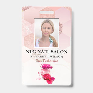 Badge Salon Nail ID photo de l'employé moderne