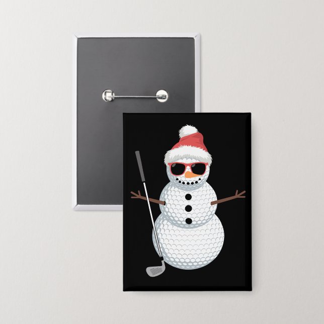 Badge Santa Snowman Golf Ball Christmas Golfer Gift  (Recto/Verso)