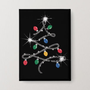 Badge Sapin de Lumière de Noël Rhinestone Mega Bling 