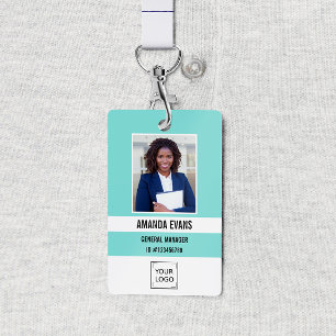 Badge Sarcelle Logo employé photo ou code QR Sécurité