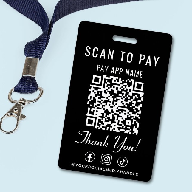 Badge Scan to Pay QR Code Social Media Black (Scan to Pay 2 Payment QR Codes Social Media Badge)
