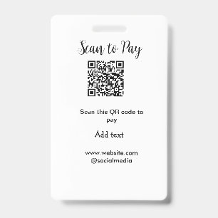 Badge Scanner pour payer scanner le code QR ajouter le s