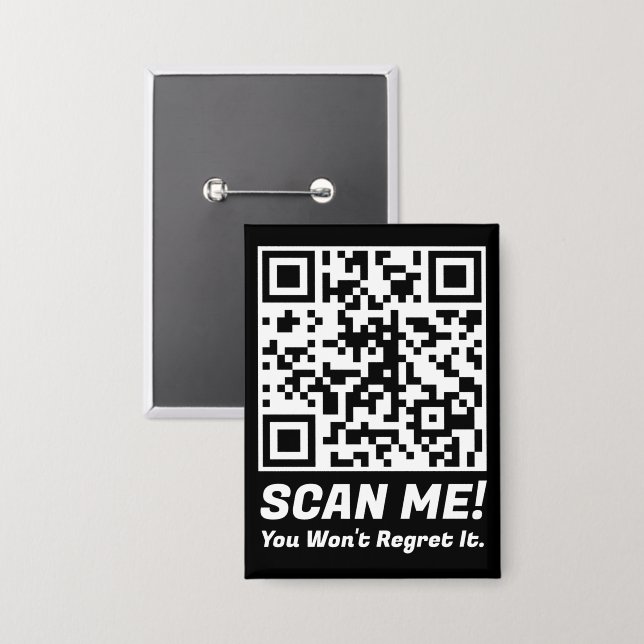 Badge Scannez-moi QR drôle ! Blague drôle de regret  (Recto/Verso)