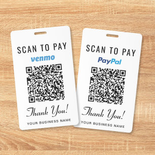 Badge Scannez pour payer Venmo PayPal Code QR Paiement C