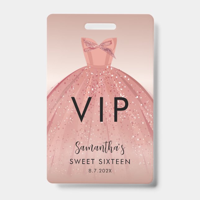 Badge Script moderne de robe Sweet 16 robe d'anniversair (Avant)