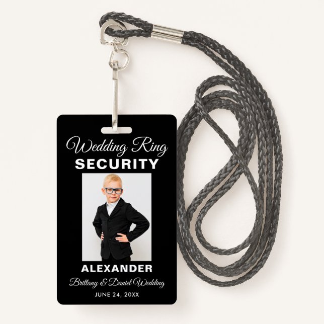 Badge Sécurité de bague de mariage - Choisissez la coule (Devant avec lanière)