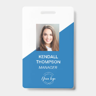 Badge Sécurité de l'entreprise photo personnalisée bleue