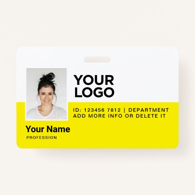 Badge Sécurité de l'ID photo moderne de l'employé jaune (Devant)