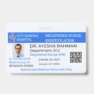 Badge Sécurité Infirmière personnalisée Soins de s