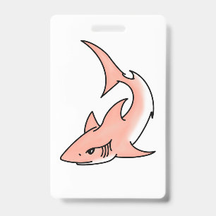 Badge semaine de requin rose dessin animé tatouage art o
