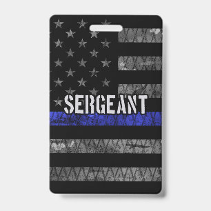 Badge Sergent drapeau en détresse Thin Blue Line