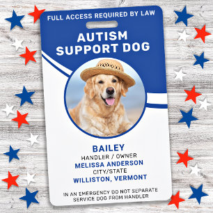 Badge Service Chien Autisme Personnalisé Soutien Photo C