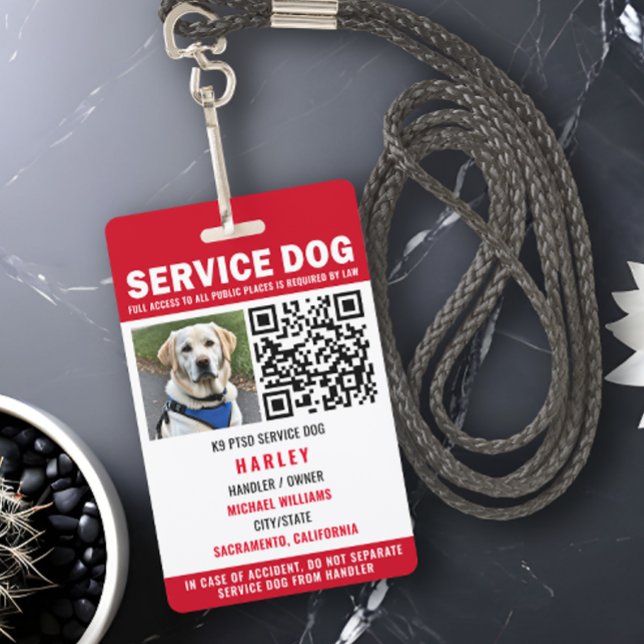 Badge Service Chien moderne QR Code rouge et blanc (Créateur téléchargé)