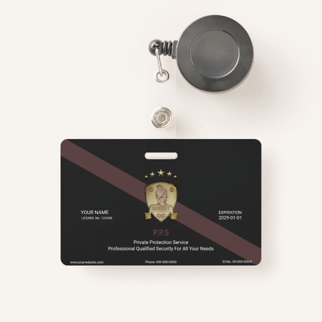 Badge Service de sécurité privé (Front with Retractable)