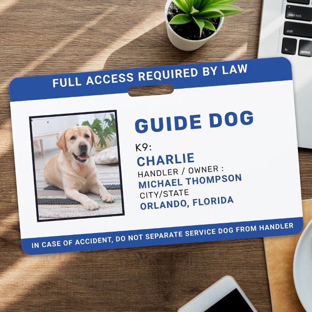 Badge Service photo personnalisé Chien Guide ID chien (Créateur téléchargé)