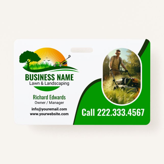 Badge Services de jardinage élégant et verdoyant (Devant)