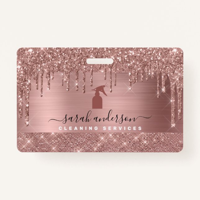 Badge Services de nettoyage Gold Chic rose (Devant)