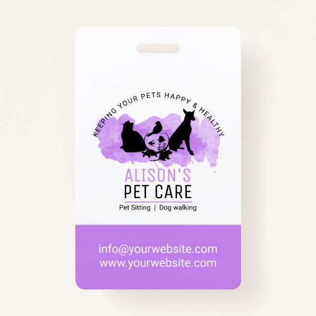 Badge Services d'entretien pour animaux / Services de sé (Devant)