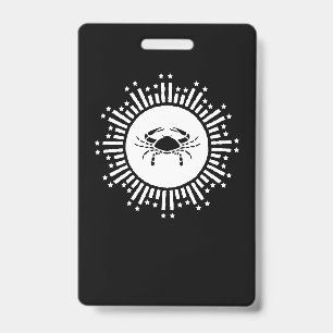Badge Signe du zodiaque Cancer Crabe Dessin de Starburst