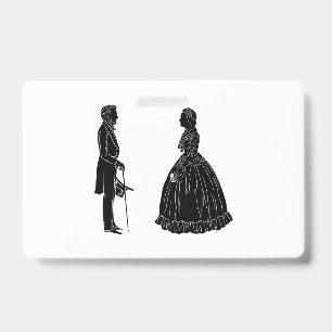 Badge silhouette d'abraham lincoln et de mary todd linco
