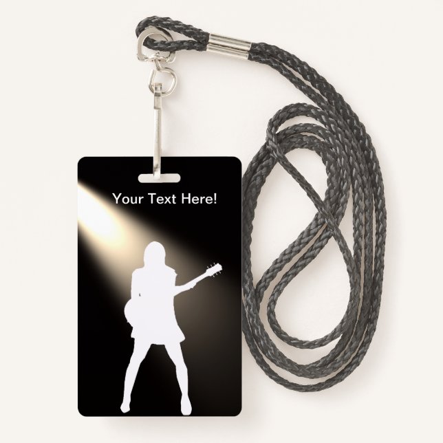 Badge Silhouette de guitare pour insigne avec Lynard (Devant avec lanière)