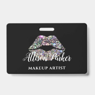 Badge Silver MAKEUP ARTIST Logo Kiss Nom