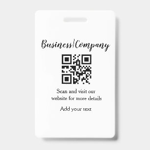 Badge Simple business company website barcode QR add nam