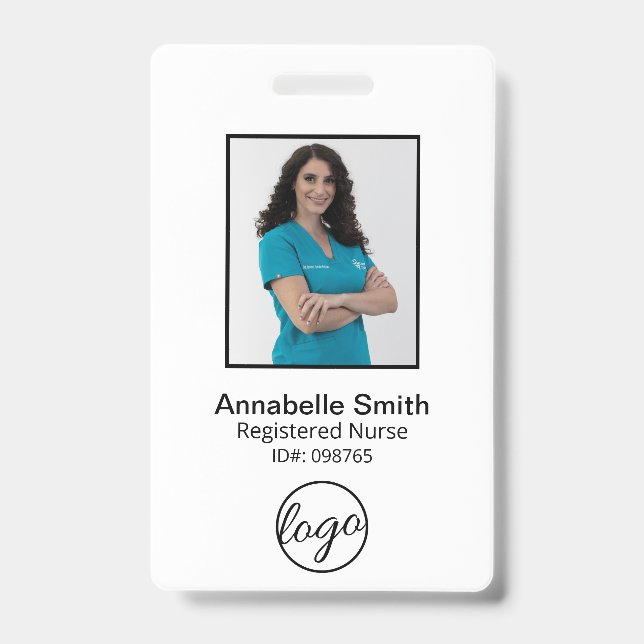 Badge Simple code-barres Photo Employé (Avant)