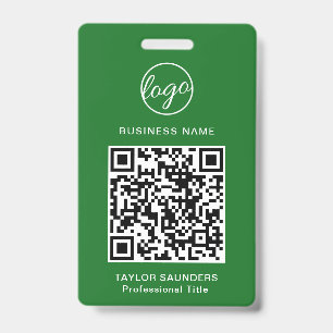 Badge Simple Green Code QR d'identification du personnel