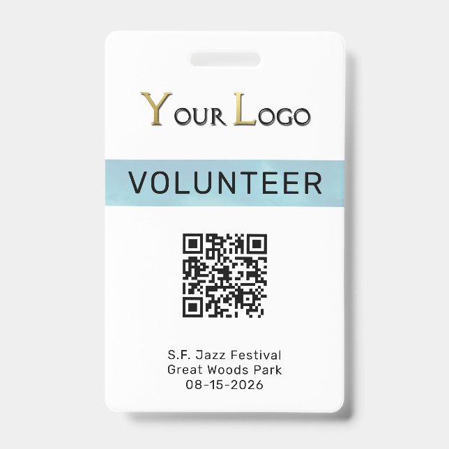 Badge Simple logo et code QR pour événement  (Avant)