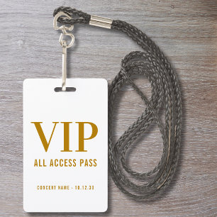 Badge Simple Moderne Passe d'Accès VIP Tout Compris en O