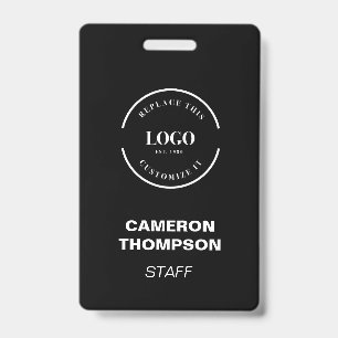 Badge Simple Noir avec logo blanc personnel d'affaires p