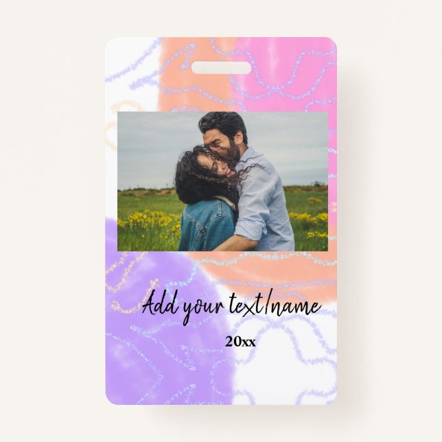 Badge simple nom minimal customisé monogramme couple (Devant)