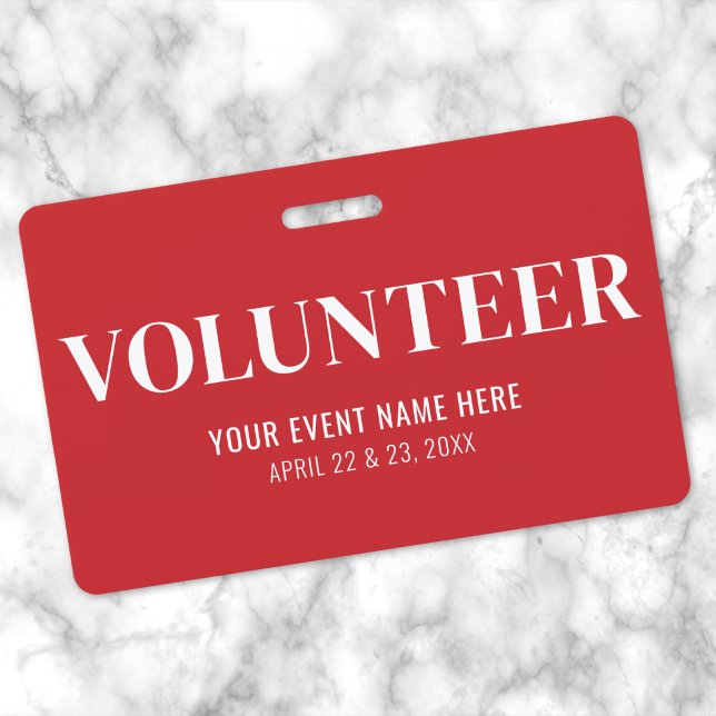 Badge Simple Red Bénévole (Simple Red Volunteer Badge)