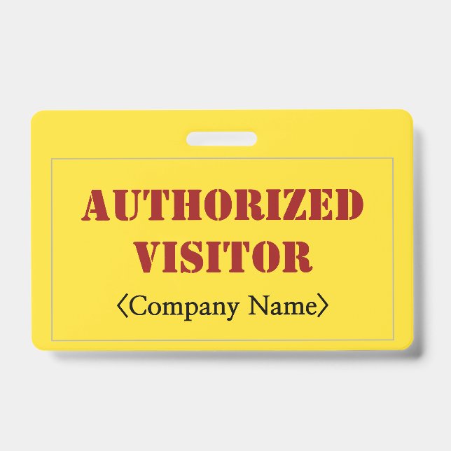 Badge simple "VISITEUR AUTORISÉ" (Face)