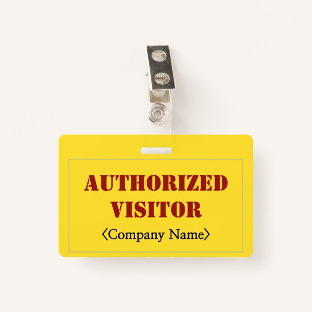 Badge simple "VISITEUR AUTORISÉ" (Devant avec clip)