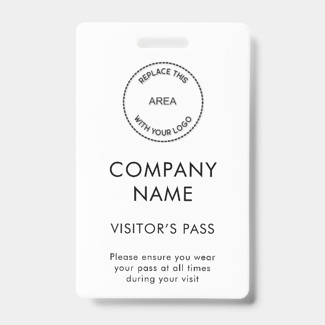 Badge Simple Visiteur Pass Entreprise Nom Logo N'importe (Avant)