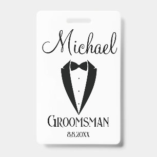 Badge smoking amusant avec noeud papillon garçon d'honne