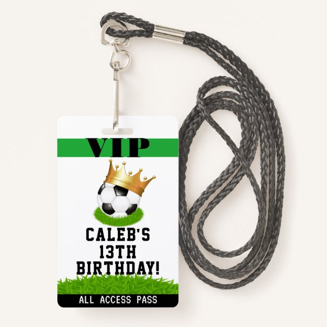 Badge Soccer Star King Anniversaire de fête VIP Pass Bad (Devant avec lanière)