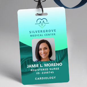 Badge Soins de santé Médicale Coeur Logo Vert Photo Infi