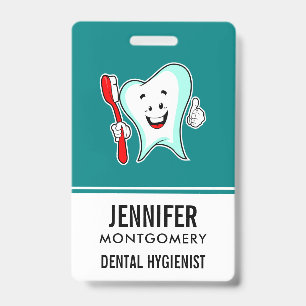 Badge Soins Dentaires Dent Heureuse avec Brosse à Dents