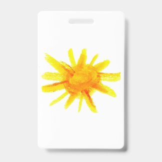 Badge Soleil jaune vif peint à la main