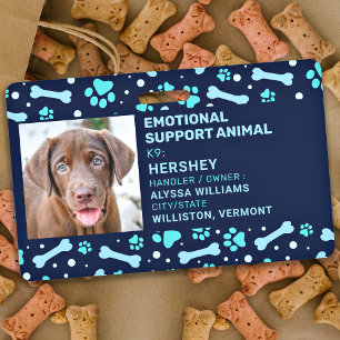 Badge Soutien émotionnel Animal Custom Pet Dog Photo ID