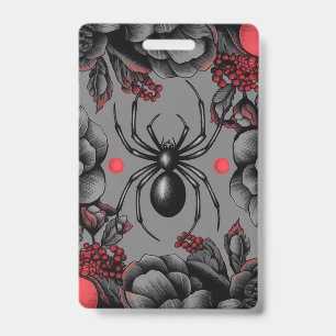 Badge Spider Floral design style gothique
