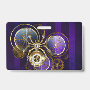 Badge Spider Steampunk sur Arrière - plan pourpre